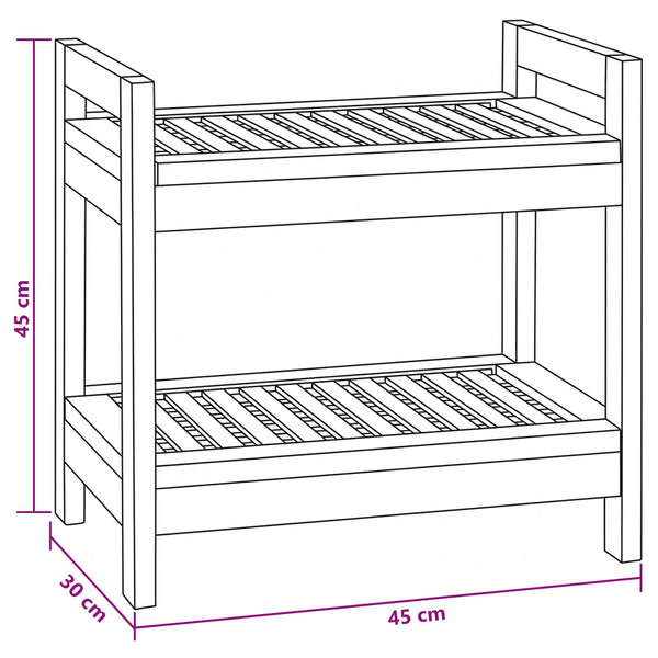 Kylpyhuoneshelf Luonnollinen 45 x 30 x 45 cm Tiikkipuu