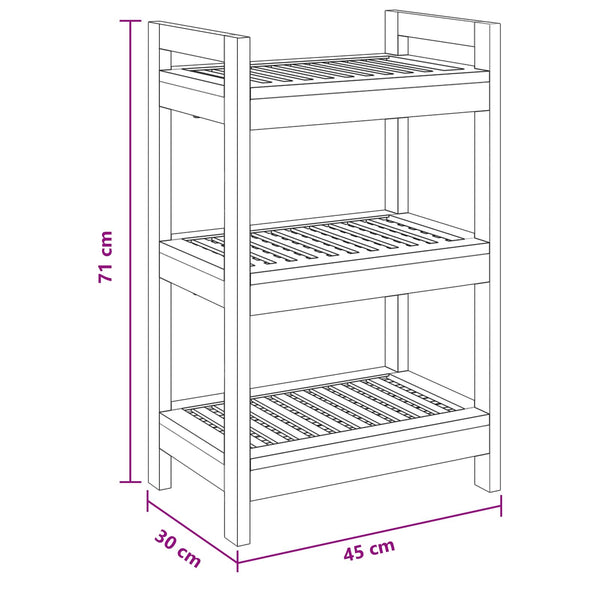 Kylpyhuoneshelf Luonnollinen 45 x 30 x 71 cm Tiikkipuu
