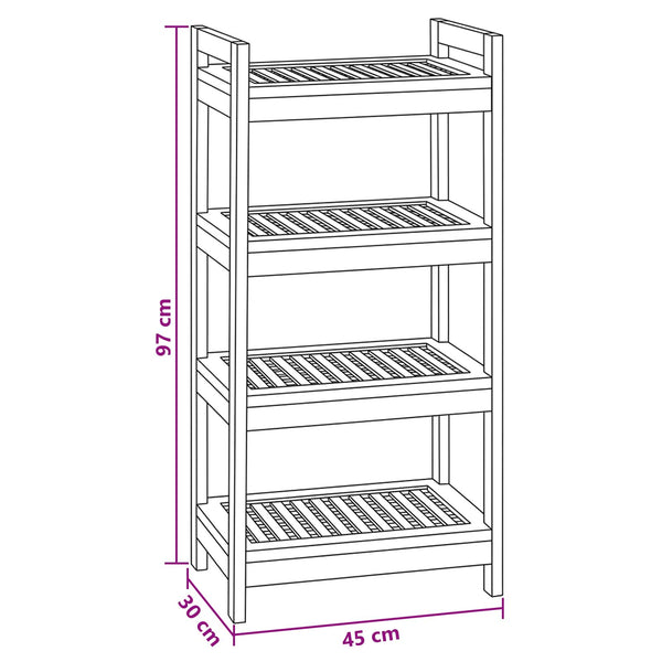 Kylpyhuoneshelf Luonnollinen 45 x 30 x 97 cm Tiikkipuu