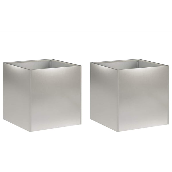 Puutarha ruukku 2 kpl Hopea 25 x 25 x 25 cm Ruostumaton teräs