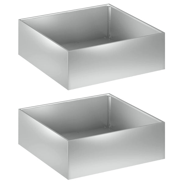Puutarha ruukku 2 kpl Hopea 60 x 60 x 20 cm Galvanoitu teräs