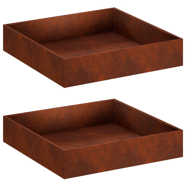 Puutarha ruukku 2 kpl Ruosteinen 100 x 100 x 20 cm