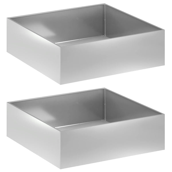 Puutarha ruukku 2 kpl Hopea 80 x 80 x 30 cm Galvanoitu teräs