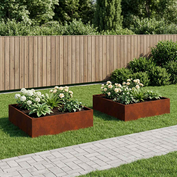 Puutarha ruukku 2 kpl Ruosteinen 80 x 80 x 30 cm