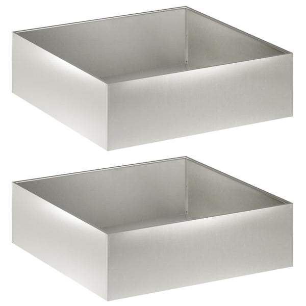 Puutarha ruukku 2 kpl Hopea 100 x 100 x 30 cm Ruostumaton teräs