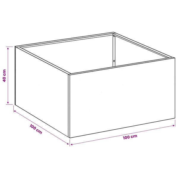 Puutarha ruukku Musta 100 x 100 x 40 cm Kylmävalssattu teräs
