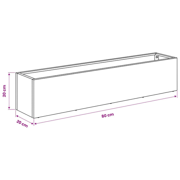 Puutarha ruukku 2 kpl Musta 80 x 20 x 20 cm