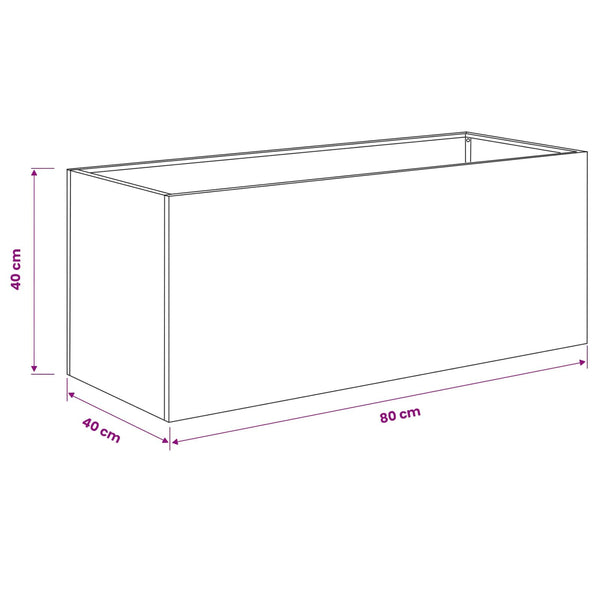 Puutarha ruukku 2 kpl Ruosteinen 80 x 40 x 40 cm
