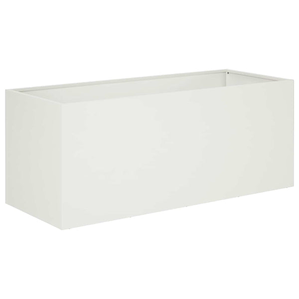Puutarha ruukku valkoinen 100 x 40 x 40 cm Kylmävalssattu teräs