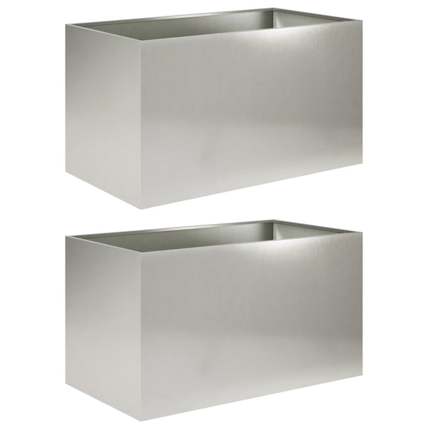 Puutarha ruukku 2 kpl Hopea 100 x 50 x 50 cm Ruostumaton teräs