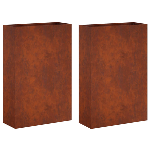Puutarha ruukku 2 kpl Ruosteinen 40 x 20 x 75 cm