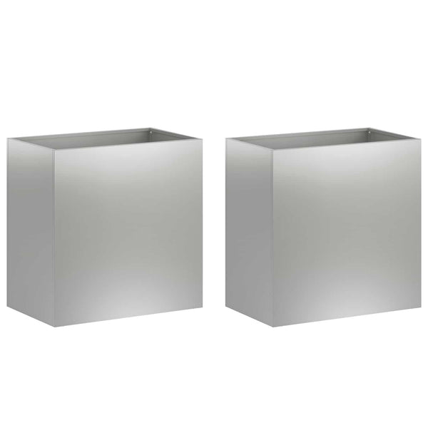 Puutarha ruukku 2 kpl Hopea 50 x 30 x 50 cm Galvanoitu teräs