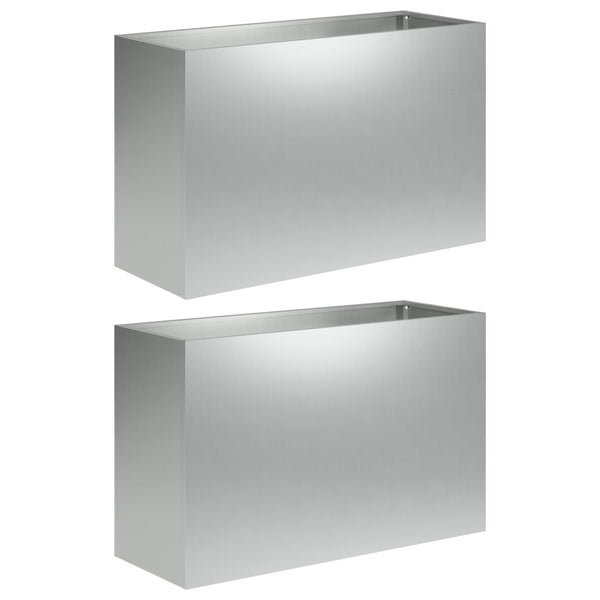 Puutarha ruukku 2 kpl Hopea 80 x 40 x 50 cm Galvanoitu teräs