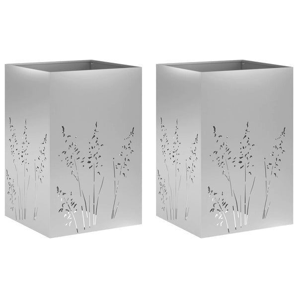 Puutarha ruukku 2 kpl Hopea 50 x 50 x 75 cm Galvanoitu teräs