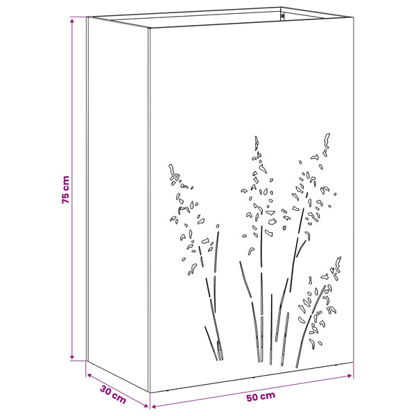Puutarha ruukku Musta 50 x 30 x 75 cm Kylmävalssattu teräs