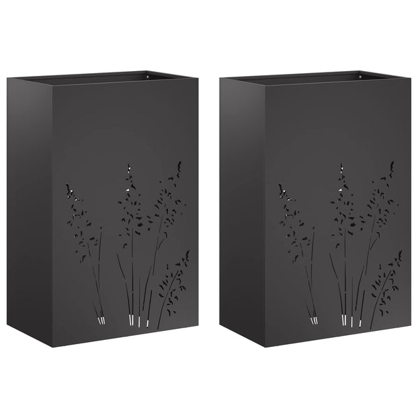 Puutarha ruukku 2 kpl Musta 50 x 30 x 75 cm