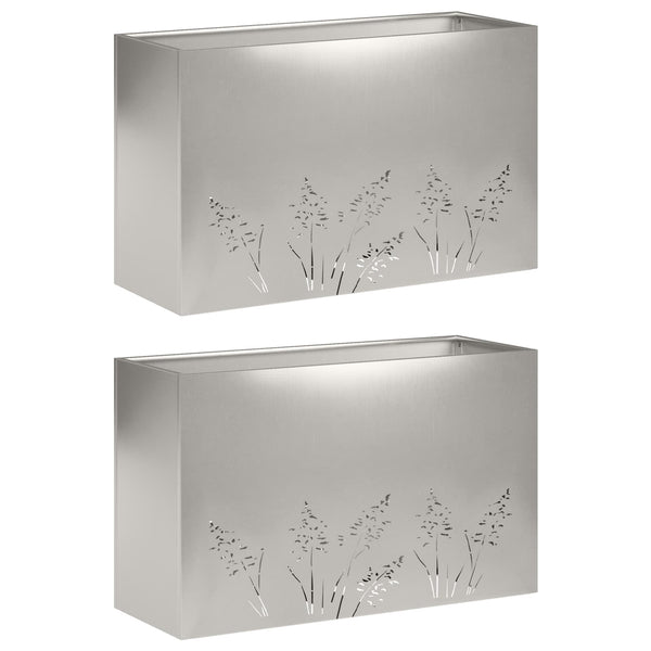 Puutarha ruukku 2 kpl Hopea 80 x 20 x 49 cm Ruostumaton teräs