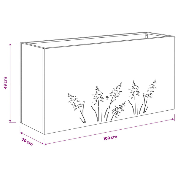 Puutarha ruukku Musta 100 x 20 x 49 cm Kylmävalssattu teräs