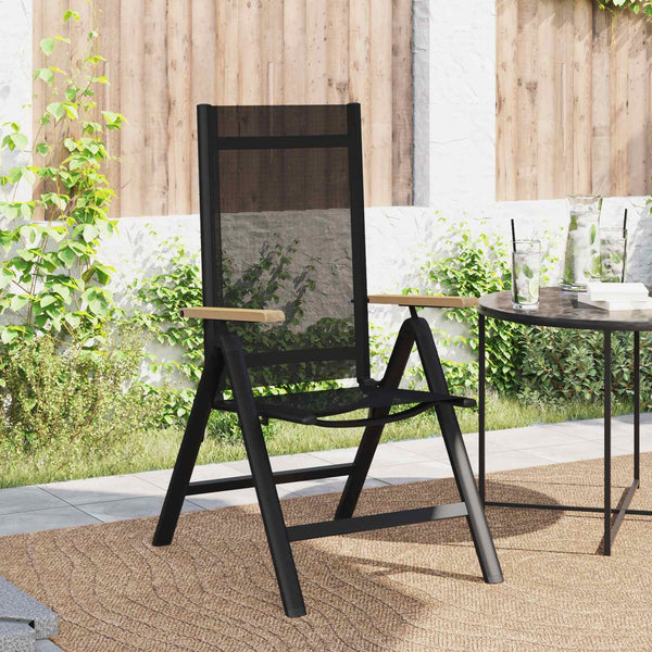 Makuu-Puutarhatuolit 2 pcs Musta 58 x 73 x 111,5 cm Textilene