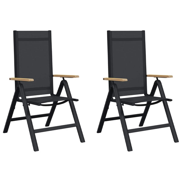 Makuu-Puutarhatuolit 2 pcs Musta 58 x 73 x 111,5 cm Textilene