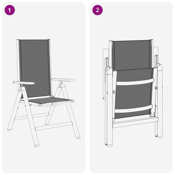 Makuu-Puutarhatuolit 2 pcs Musta 58 x 73 x 111,5 cm Textilene