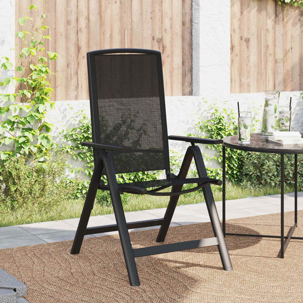 Makuu-Puutarhatuolit 2 pcs Musta 58 x 71 x 112 cm Textilene