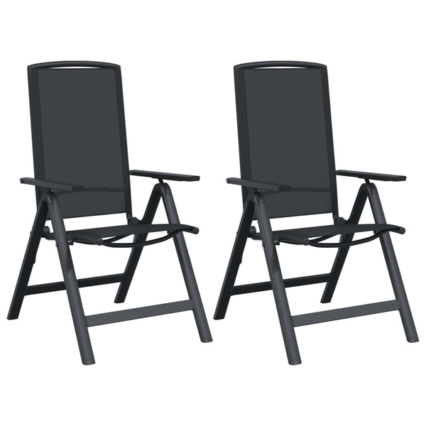Makuu-Puutarhatuolit 2 pcs Musta 58 x 71 x 112 cm Textilene