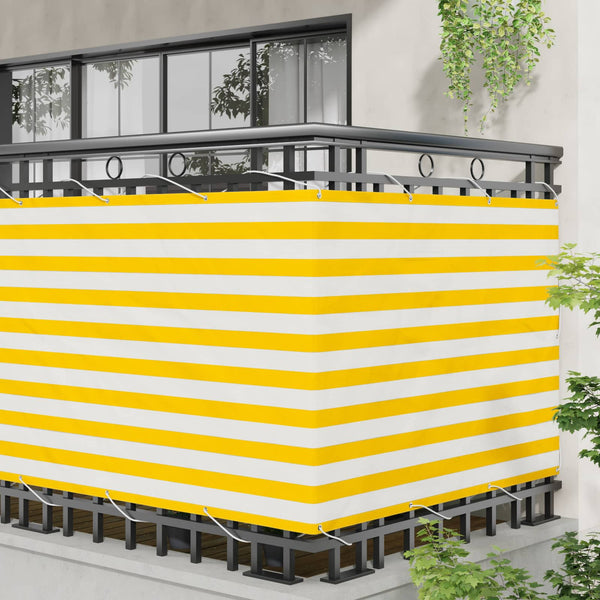Parvekkeen Verho Keltainen ja valkoinen 110 x 800 cm