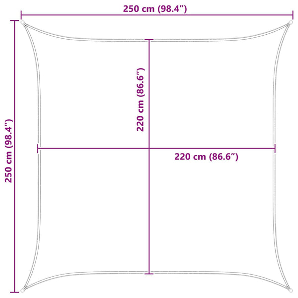 Aurinkosuojapurje 2,5 x 2,5 m 100% polyesteri Oxford Neliö