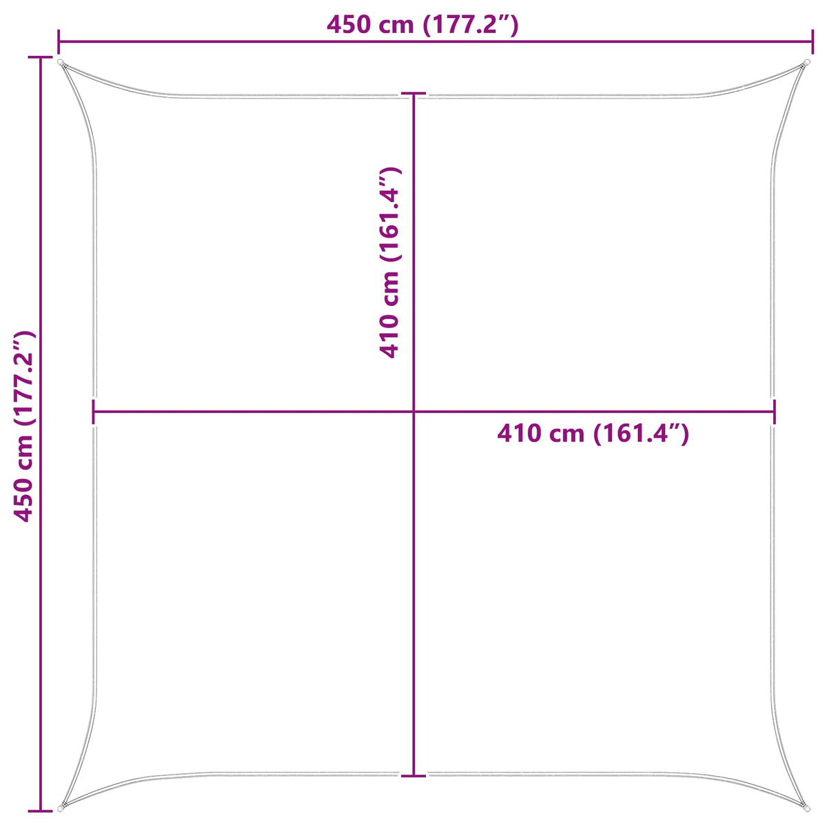 Aurinkosuojapurje Keltainen ja valkoinen 4,5 x 4,5 m