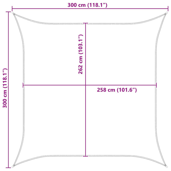 Aurinkosuojapurje Sininen ja valkoinen 3 x 3 m