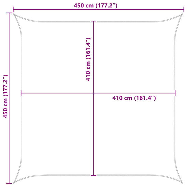 Aurinkosuojapurje Vaaleanharmaa ja valkoinen 4,5 x 4,5 m
