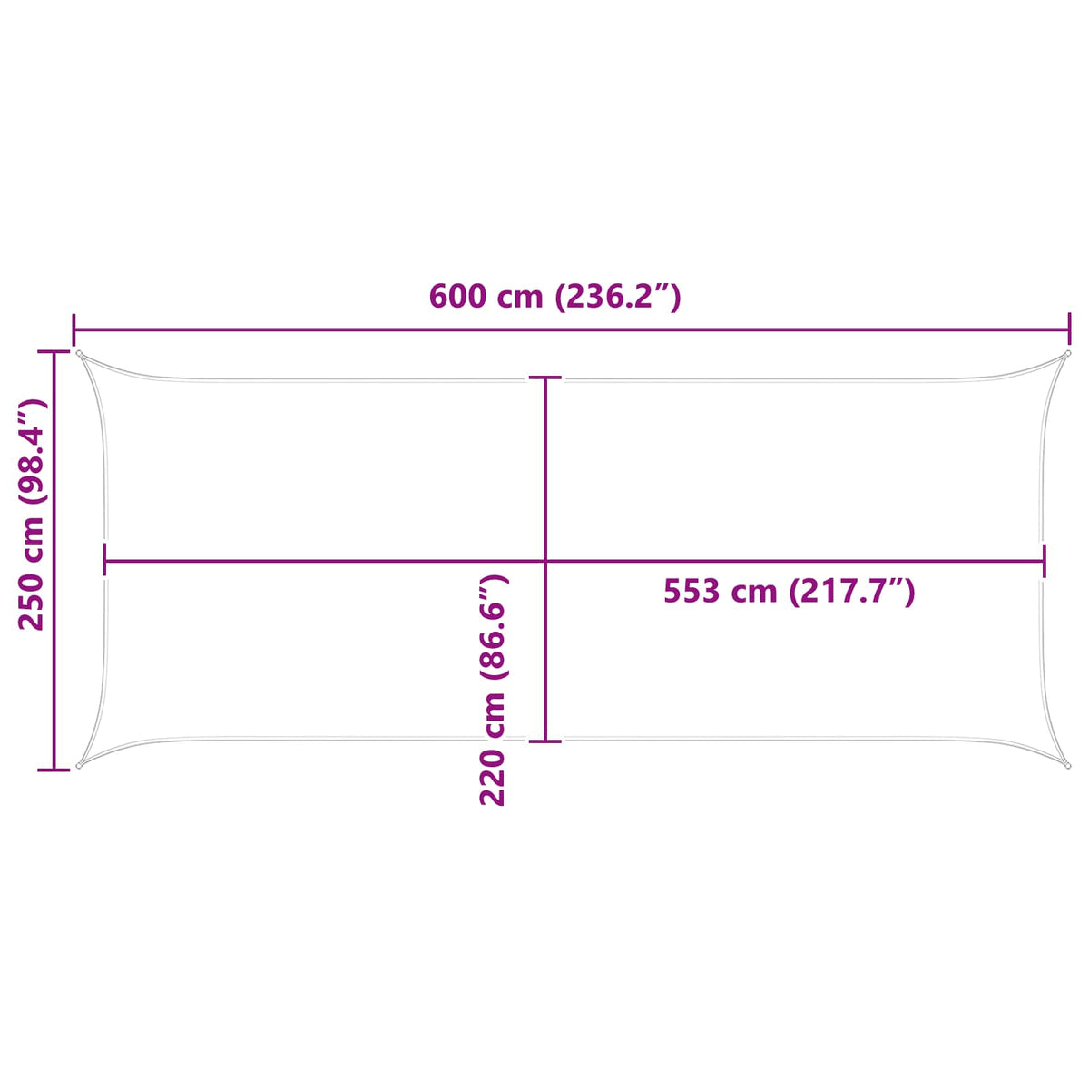 Aurinkosuojapurje Keltainen 6 x 2,5 m 100% polyesteri Oxford