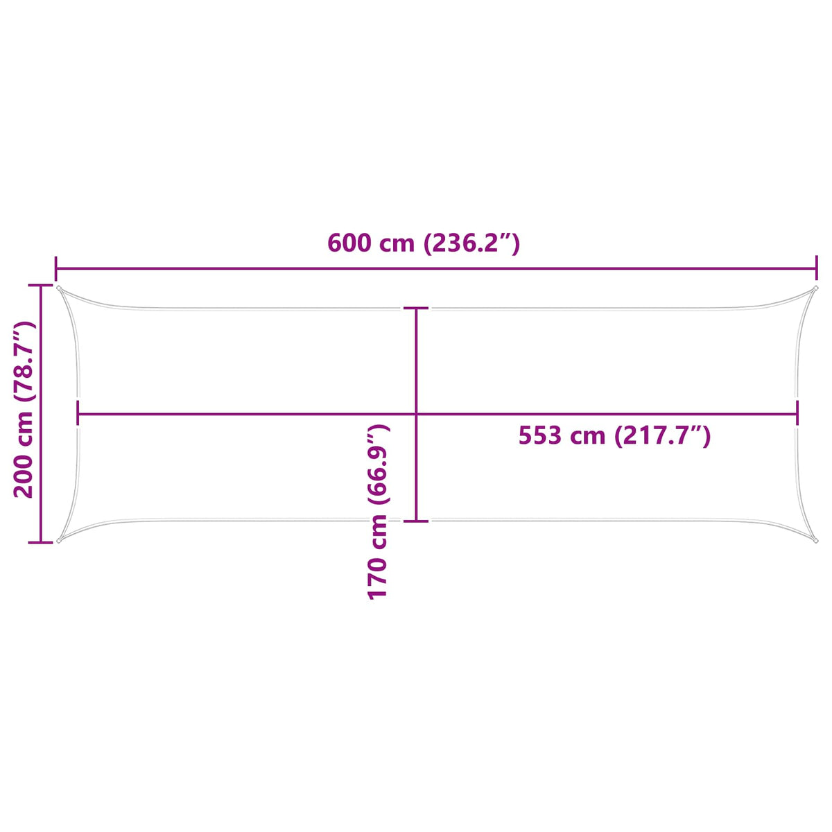 Aurinkosuojapurje Keltainen ja valkoinen 6 x 2 m