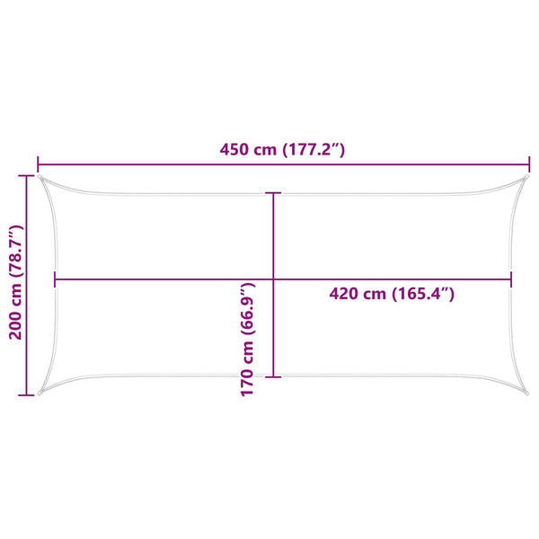 Aurinkosuojapurje Vaaleanharmaa ja valkoinen 4,5 x 2 m
