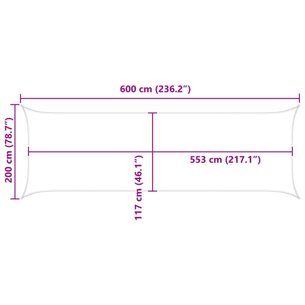 Aurinkosuojapurje Vaaleanharmaa ja valkoinen 6 x 2 m
