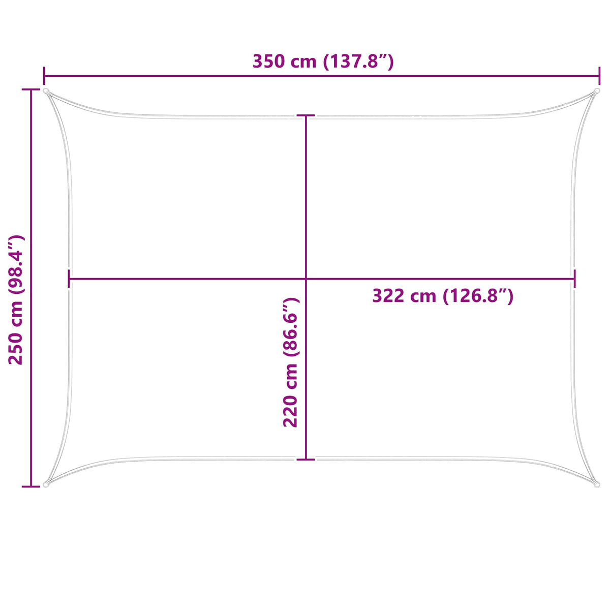 Aurinkosuojapurje Vaaleanharmaa ja valkoinen 3,5 x 2,5 m