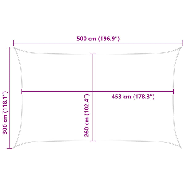 Aurinkosuojapurje Vaaleanharmaa ja valkoinen 5 x 3 m