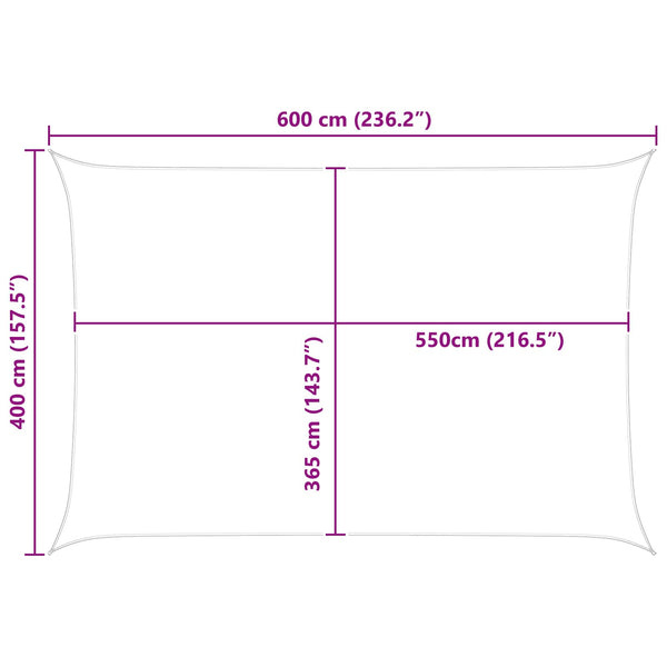 Aurinkosuojapurje Vaaleanharmaa ja valkoinen 6 x 4 m