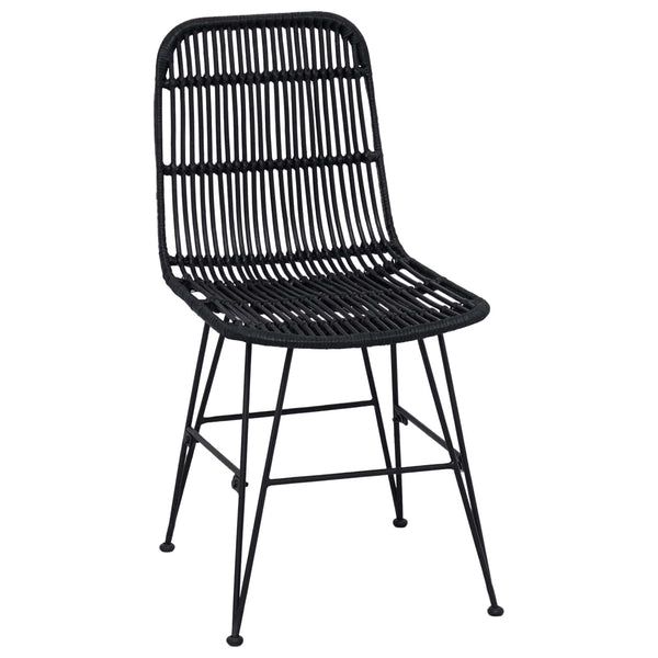 Ruokatuoli 2 kpl Rattan ja Teräs Musta 41 x 55 x 85 cm