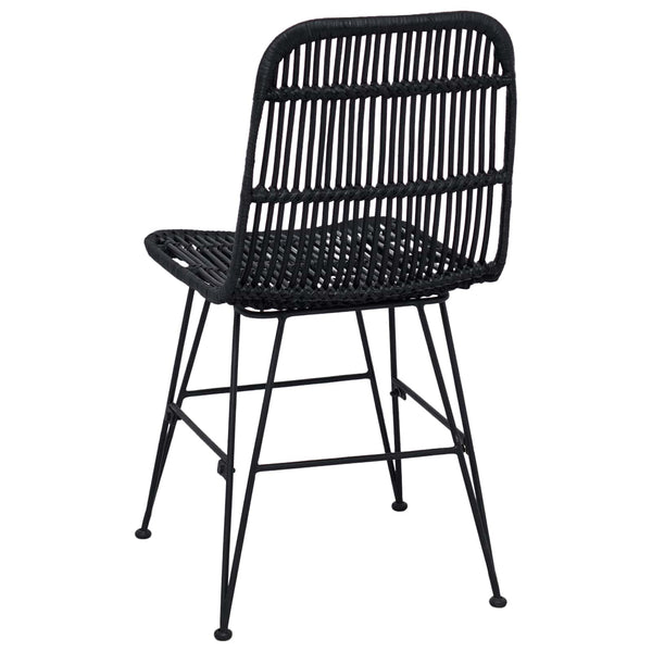Ruokatuoli 2 kpl Rattan ja Teräs Musta 41 x 55 x 85 cm