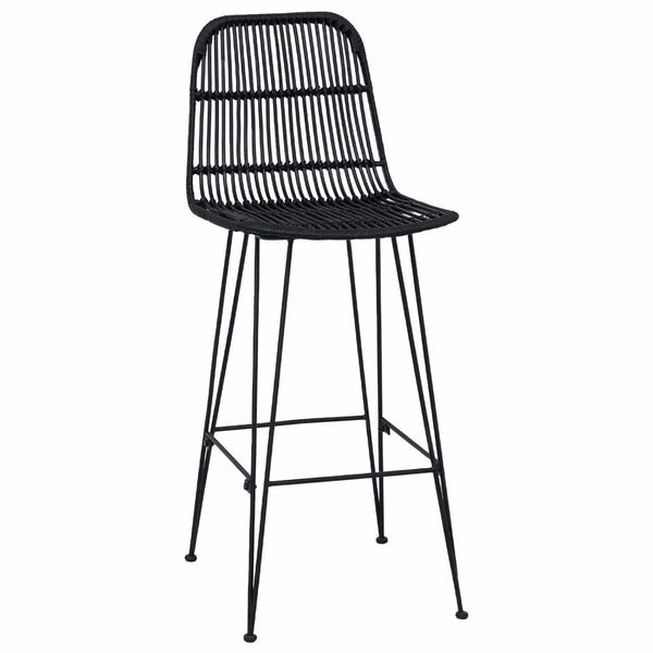 Baarijakkara 2 kpl Musta 44 x 55 x 109 cm Rattan ja Teräs