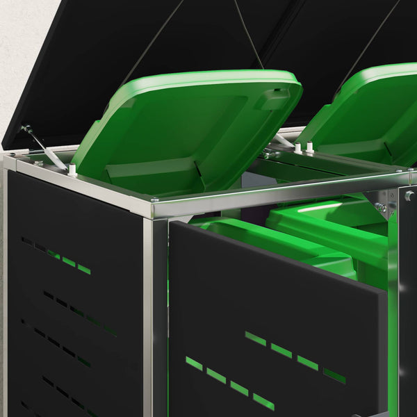 Rullakontin varastointi for 4 Bins 240L Ruostumaton teräs Musta