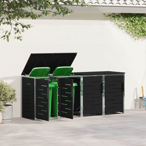 Rullakontin varastointi for 4 Bins 240L Ruostumaton teräs Musta