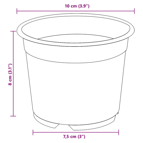 Pyöreä kukkaruukku 100 kpl Musta Ø 10 x 8 cm Muovi