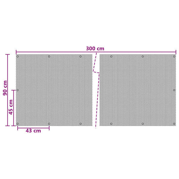 Parvekenäyttö Silmukoilla 300 x 90 cm polyrottinki Antrasiitti