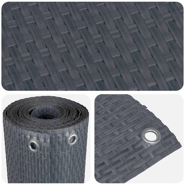 Parvekenäyttö Silmukoilla 300 x 100 cm polyrottinki Antrasiitti
