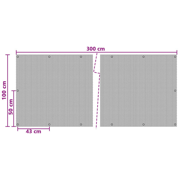 Parvekenäyttö Silmukoilla 300 x 100 cm polyrottinki Antrasiitti