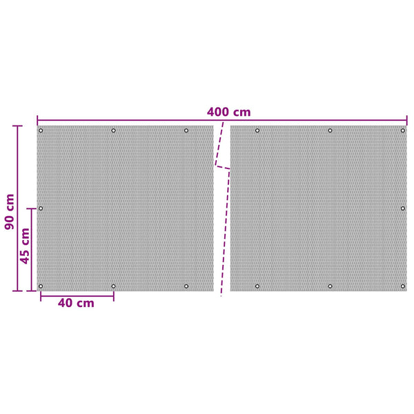 Parvekenäyttö Silmukoilla 400 x 90 cm polyrottinki Antrasiitti