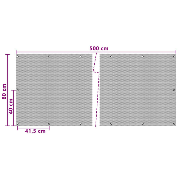 Parvekenäyttö Silmukoilla 500 x 80 cm polyrottinki Antrasiitti